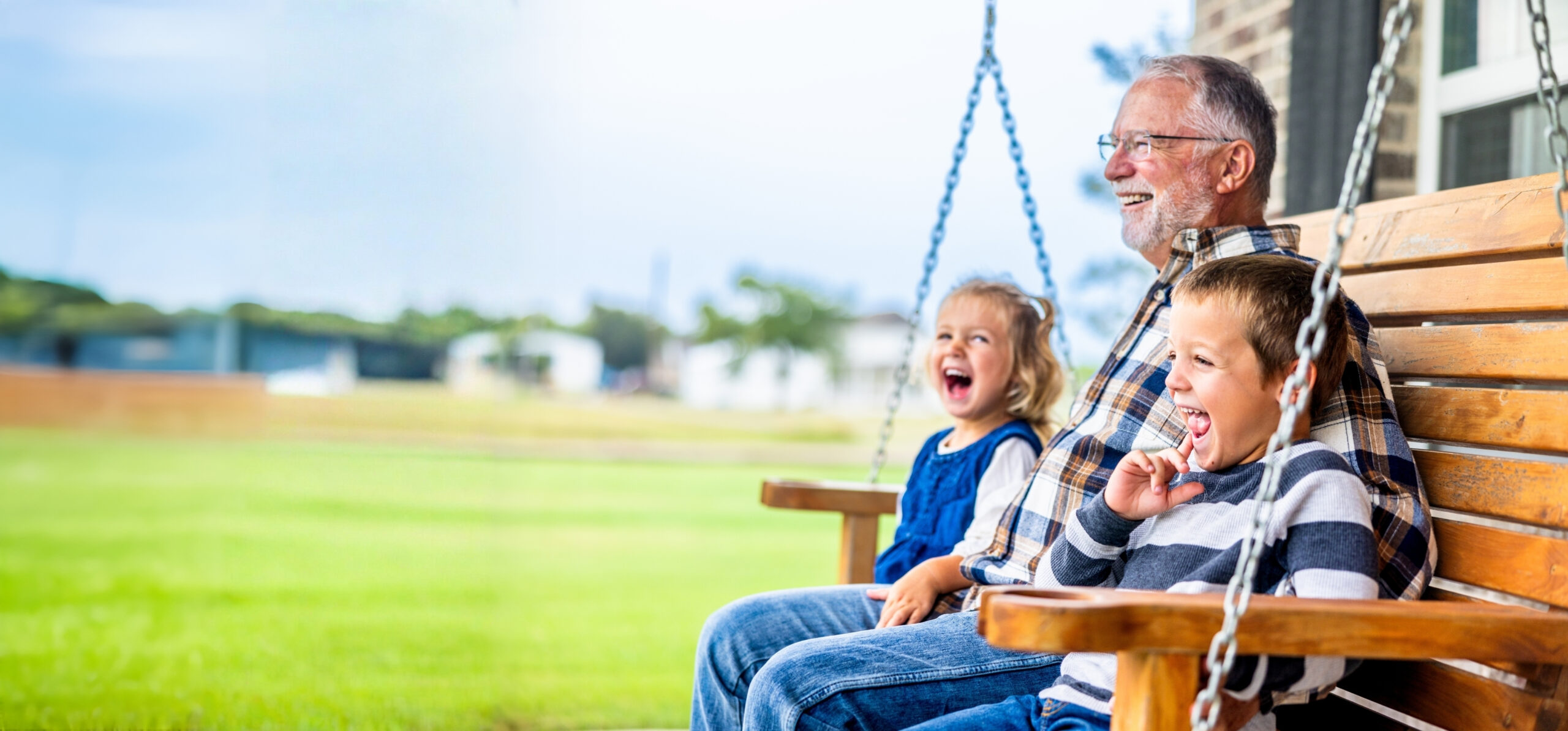 Grandpa making the grandkids laugh